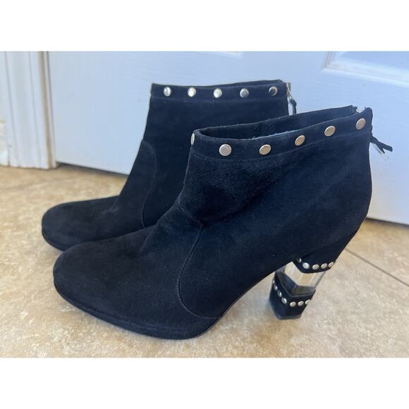 Stuart Weitzman Suede Studded Accents Boots Black size 9 - Picture 3 of 7